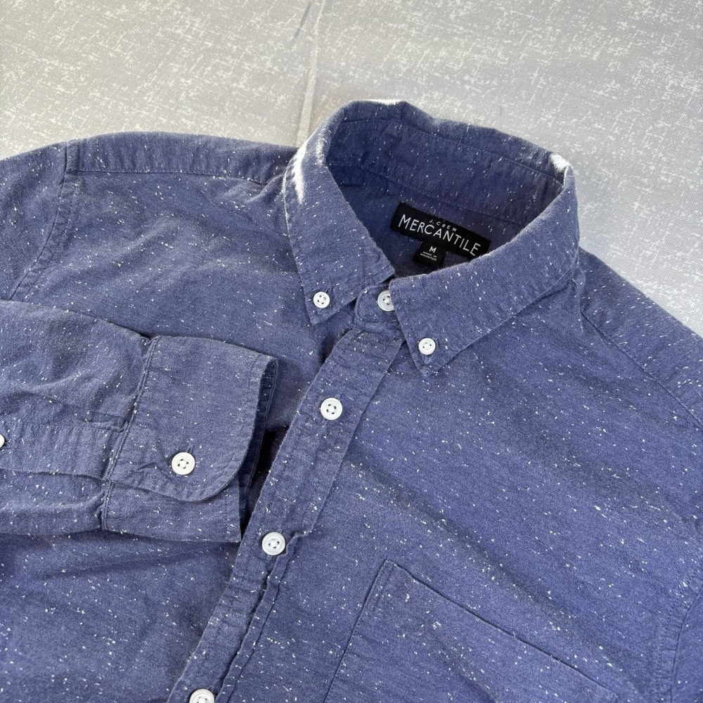 J.CREW Men's Mercantile Button Down Long Sleeve Shirt Blue Speckle Print M